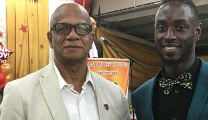 T&T World Championships gold medalist Jereem Richards, with San Fernando Mayor Junia Regrello, at ASJA Boys’ College San Fernando graduation over the weekend. PICTURE CAROL CARVALHO