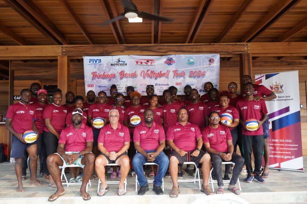Participants at the TT Volleyball Federation's (TTVF) international beach volleyball coaching course at the Courland Beach Sports Facility in Black Rock, Tobago. - Photo courtesy TTVF (Image obtained at newsday.co.tt)