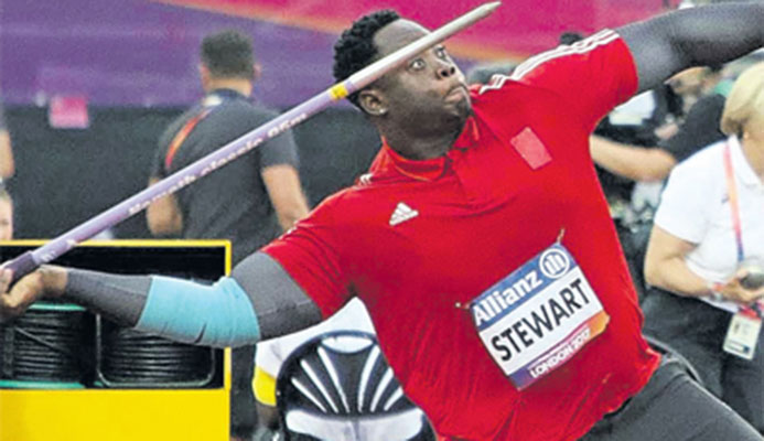 T&T’s Akeem Stewart on his way to breaking his own World record to claim gold in the men’s F44 javelin at the World Para Athletics Championships yesterday at London’s Olympic Stadium in England. PHOTO: MARK DAVIDSON