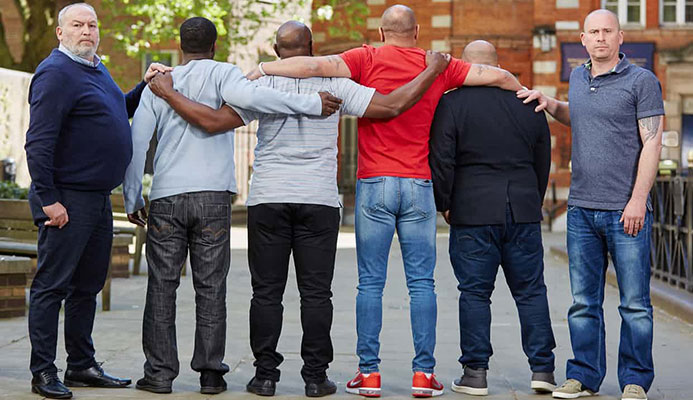  The former Chelsea youth players Grant Lunn (far left) and Gary Baker show their support for racism allegations made by four other former Chelsea players, who do not want to be identified. Photograph: Ben Lister