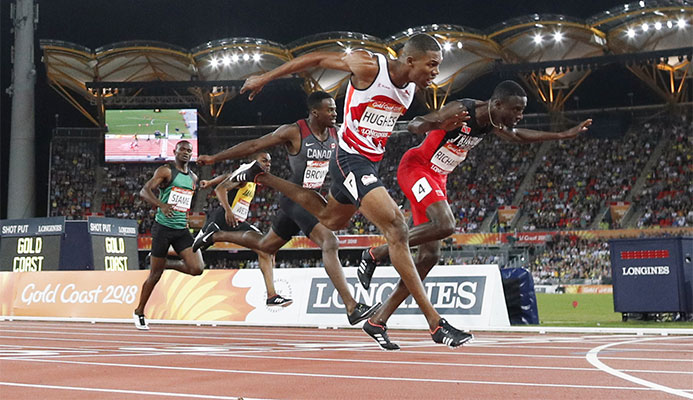 Jereem Richards, right, won the men's 200m after Zharnel Hughes was disqualified ©Getty Images
