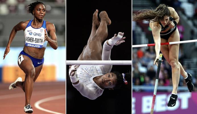  Dina Asher-Smith, Simone Biles and Eliza McCartney will expect to be among the medals in Tokyo. Photograph: EPA, Getty Images and PA