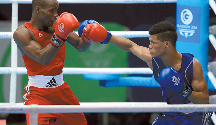 Michael Alexander (right) during a recent bout.