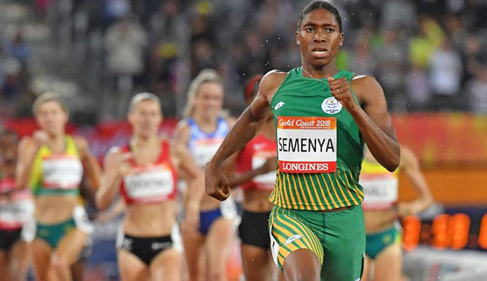 Caster Semenya competes in the athletics women's 1500m final during the 2018 Gold Coast Commonwealth Games at the Carrara Stadium on the Gold Coast on April 10, 2018.