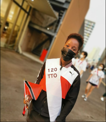 T&T's flag-bearer Kelly-Ann Baptiste. Courtesy www.ttoc.org