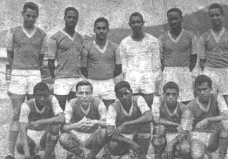 NORTH CHAMPS: Fatima College’s InterCol team of 1965. Standing from left, Wayne Jackson, Earl Fough, Frankie Mahabir, Glen Sealy, Roderick James, Anthony Weekes. Stooping from left, Terry Watson, Roger Duprey (Captain), Everald Cummings, Lester Newman, Glen Billouin.