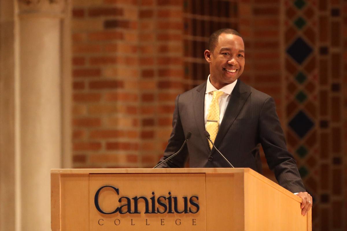 Steve K. Stoute speaks after he was introduced as the 25th president of Canisius College.  John Hickey / Buffalo News