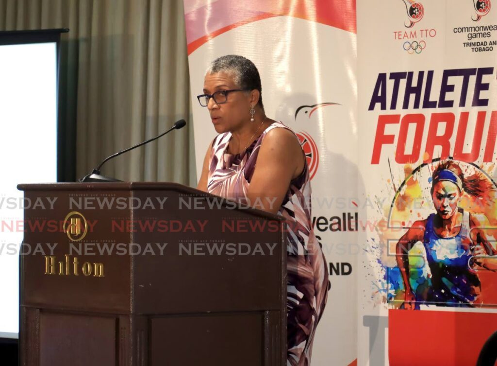 TT Olympic Committee president Diane Henderson speaks at the TTOC/TT Commonwealth Games Association’s Athlete’s Forum, on April 6, at the Hilton Trinidad, Port of Spain. - Photo by Roger Jacob (Image obtained at newsday.co.tt)