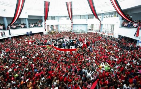Incredible scenes: Piarco International Airport was mobbed with fans eager to welcome home Trinidad and Tobago's Olympic hero Keshorn Walcott - the javelin thrower won gold at the London games