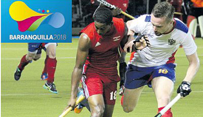 T&T’s Mickell Pierre, left, scored the equaliser for the national team against Mexico in the semifinals of the men’s hockey competition at the CAC Games in Barranquilla, Colombia, yesterday after the scores were tied 1-1 at the end of regulation. T&T went under to Mexico, 4-2 in a penalty-strokes shoot-out. T&T’s Mickell Pierre, left, scored the equaliser for the national team against Mexico in the semifinals of the men’s hockey competition at the CAC Games in Barranquilla, Colombia, yesterday after the scores were tied 1-1 at the end of regulation. T&T went under to Mexico, 4-2 in a penalty-strokes shoot-out.