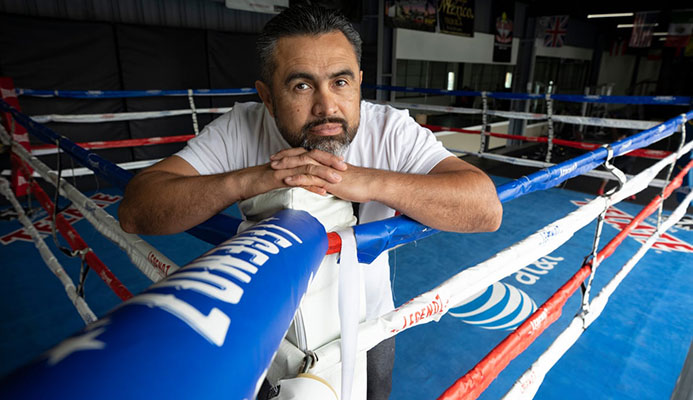 Manny Robles in his LA gym: ‘The moment I became a US resident I went to school. I was 34. It was my dream to become a citizen and take care of my family.’ Photograph: Dan Tuffs/The Guardian Manny Robles in his LA gym: ‘The moment I became a US resident I went to school. I was 34. It was my dream to become a citizen and take care of my family.’ Photograph: Dan Tuffs/The Guardian